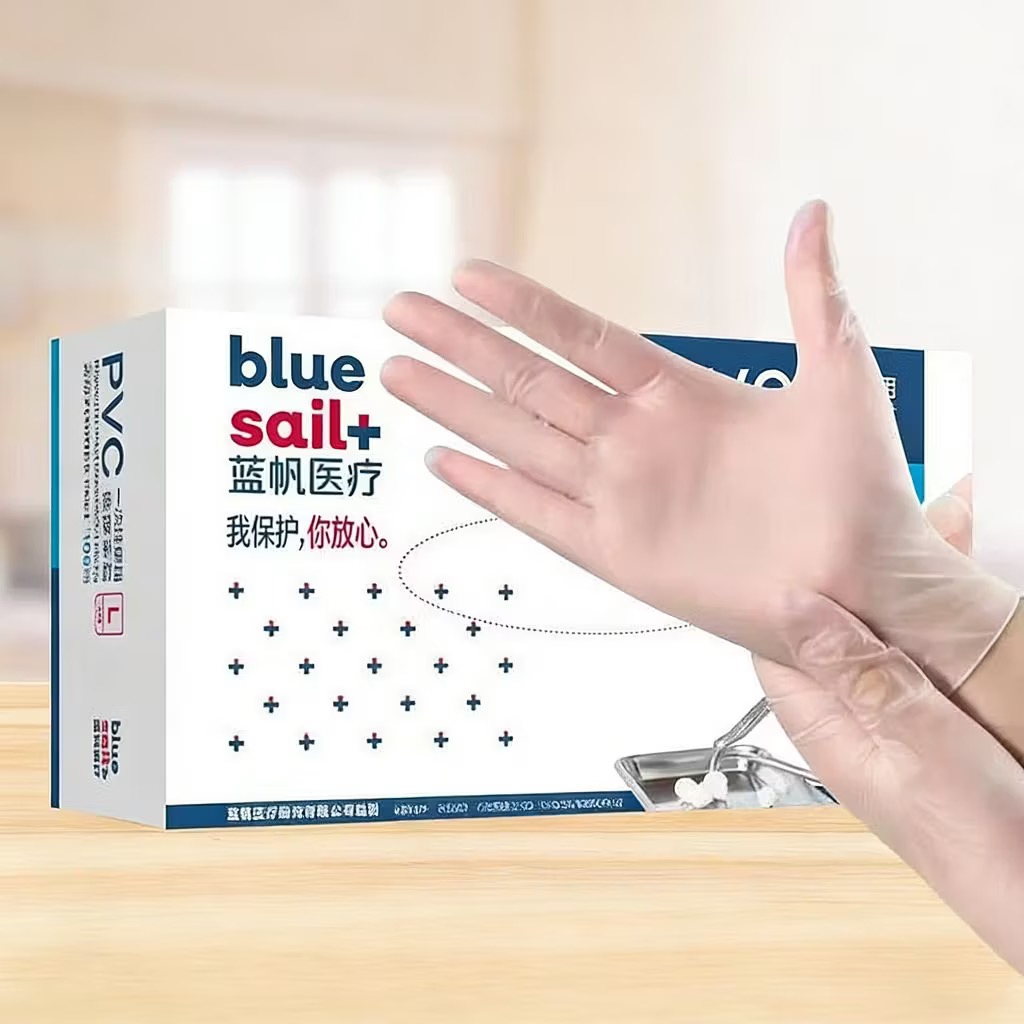 Medical Gloves - ブルーセイル製、1箱100個入り。歯科医院用、医療用、家庭用、食品グレードの透明な使い捨てPVC製検査用手袋。