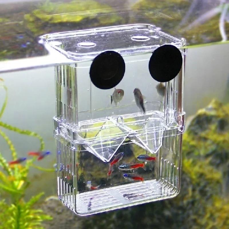 Lab Incubator - 透明魚水族館高クリア繁殖分離ボックスペット用品ブリーダータンクダブルグッピー孵化インキュベーター