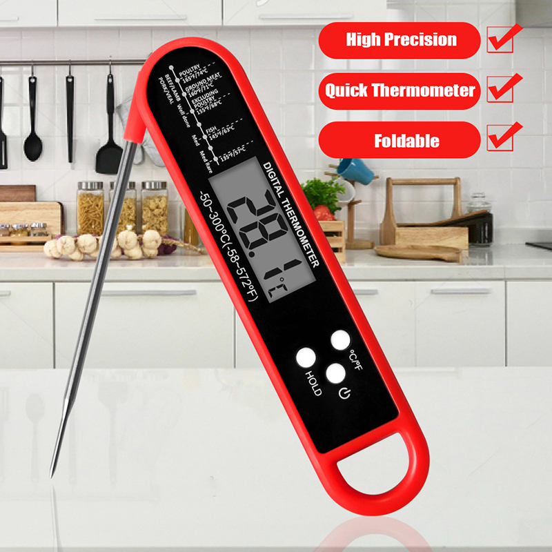 Thermometer Digital - 折りたたみ式肉用温度計デジタルキッチン食品調理用温度計肉水ミルクプローブバーベキューオーブン電子温度計