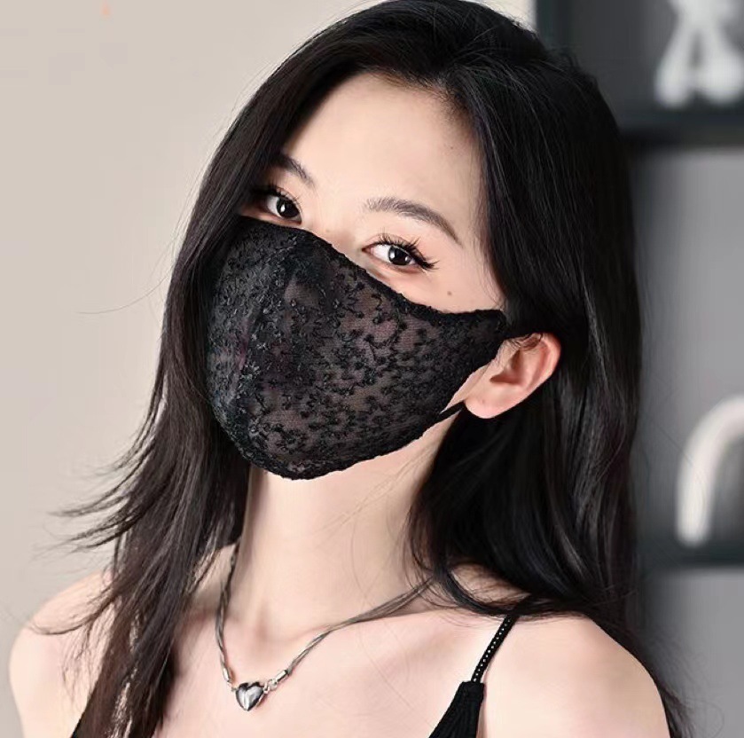 Surgical Mask - 刺繍レースサンマスク 女性用 運転用 UV保護 通気性 調節可能な耳ループ