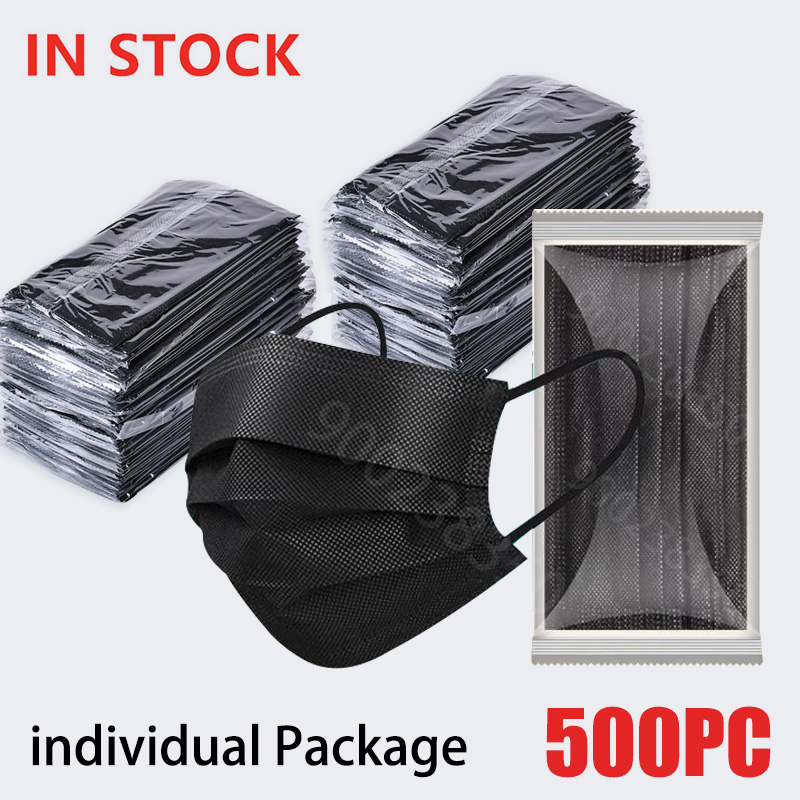 Surgical Mask - 50～500個入り、黒色の使い捨て医療用マスク、大人用、認証済み、安全な不織布フィルター付き医療用マスク。