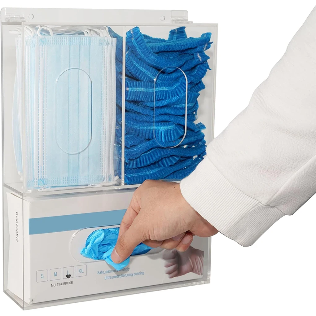 3 グリッドアクリルグローブホルダー透明壁掛けマスク手袋ディ - Medical Gloves のレビューと価格