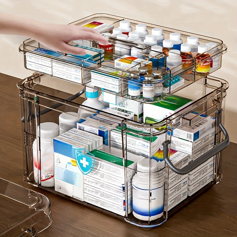 トレイ付きクリアメディスンオーガナイザー収納ボックス、プラス - First Aid Kit のレビューと価格