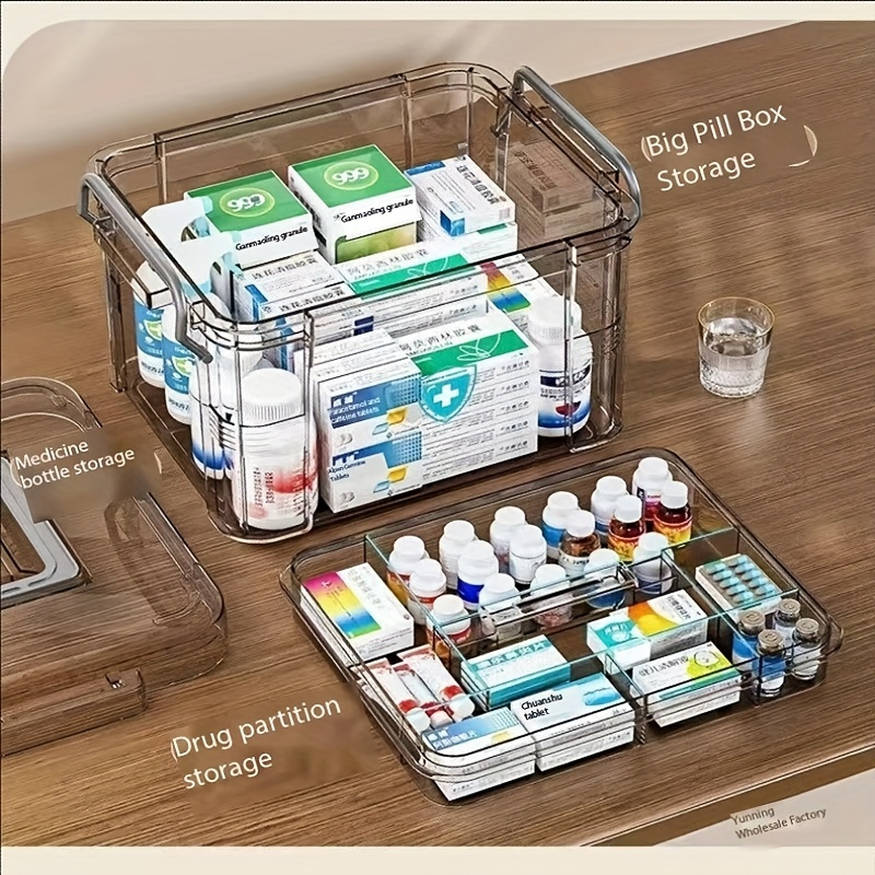 トレイ付きクリアメディスンオーガナイザー収納ボックス、プラス - First Aid Kit のレビューと価格