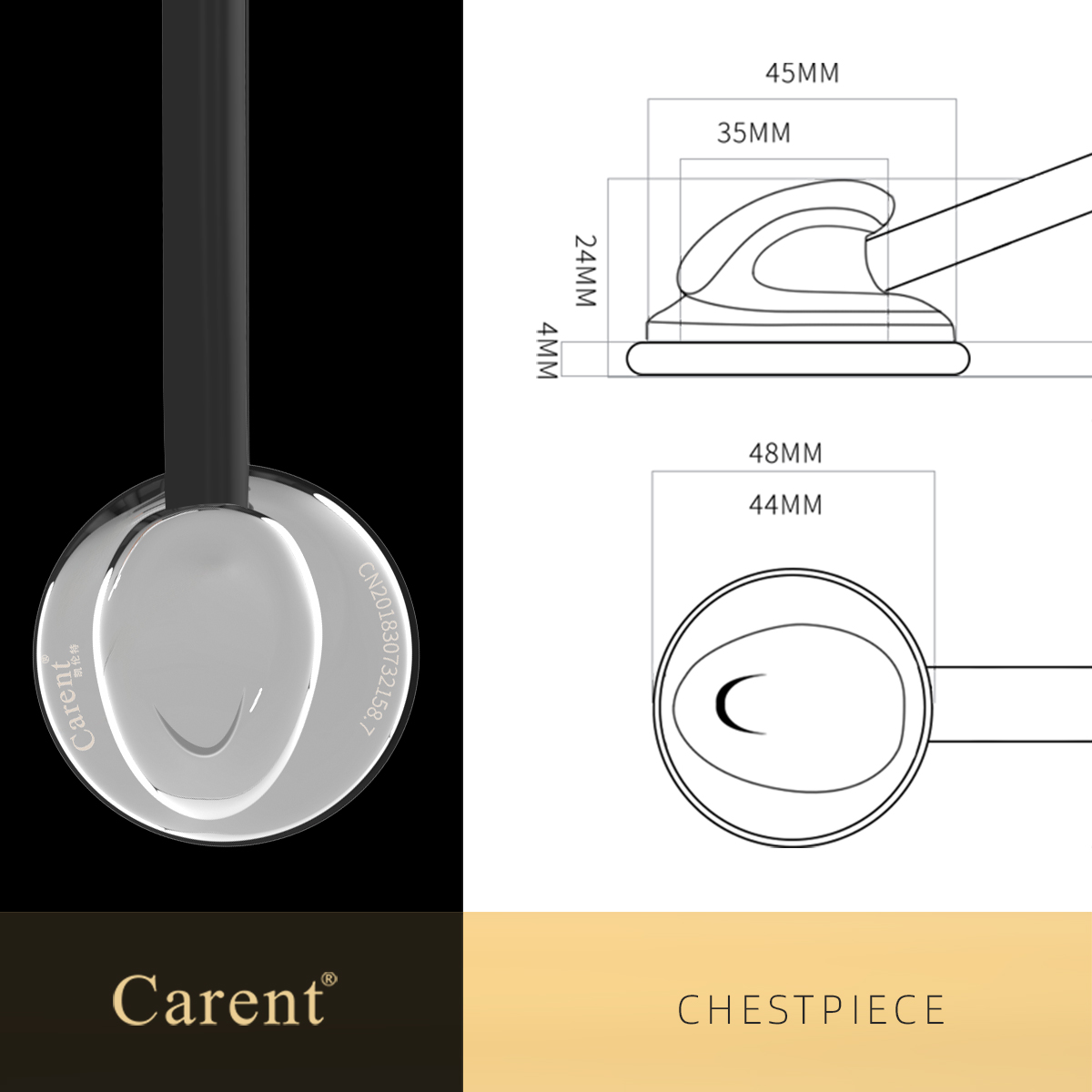 Carent ブラック医療聴診器ユニバーサルプロフェッショナ - Stethoscope のレビューと価格
