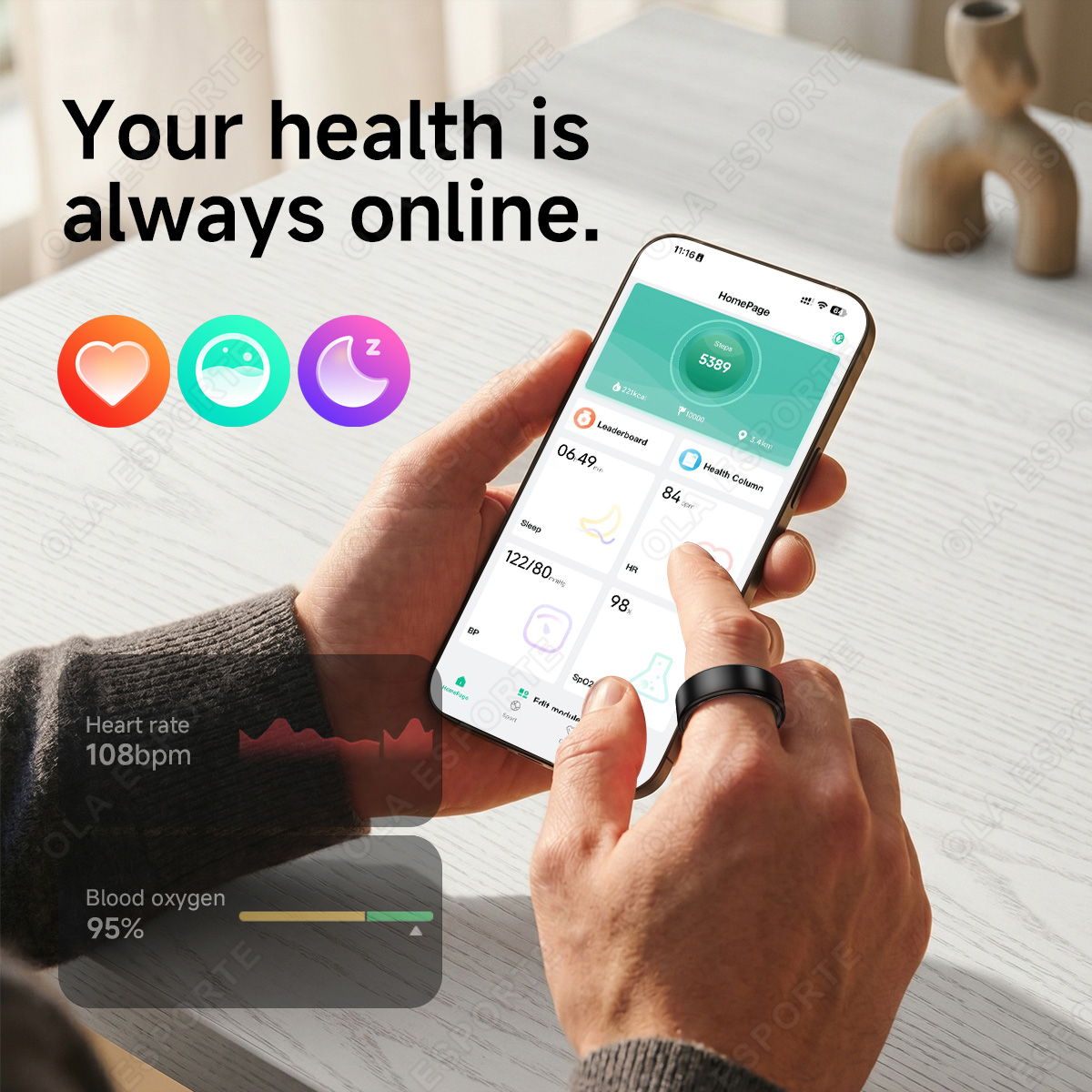 アウトドアスポーツスマートリング 心拍数 血圧モニタリング  - Blood Pressure Monitor のレビューと価格