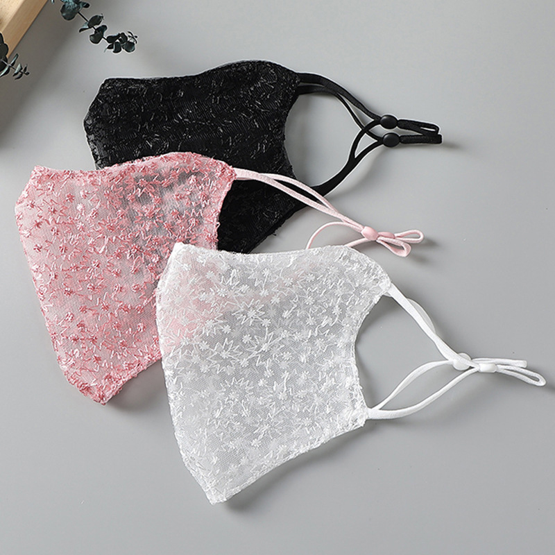 刺繍レースサンマスク 女性用 運転用 UV保護 通気性 調節 - Surgical Mask のレビューと価格