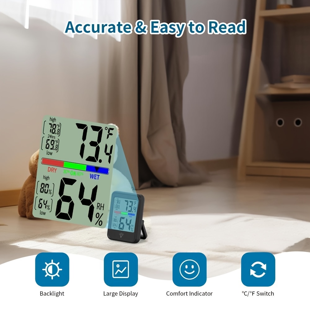 1個のデジタル温度計湿度計、室内温度計、AAA電池式（電池は - Thermometer Digital のレビューと価格