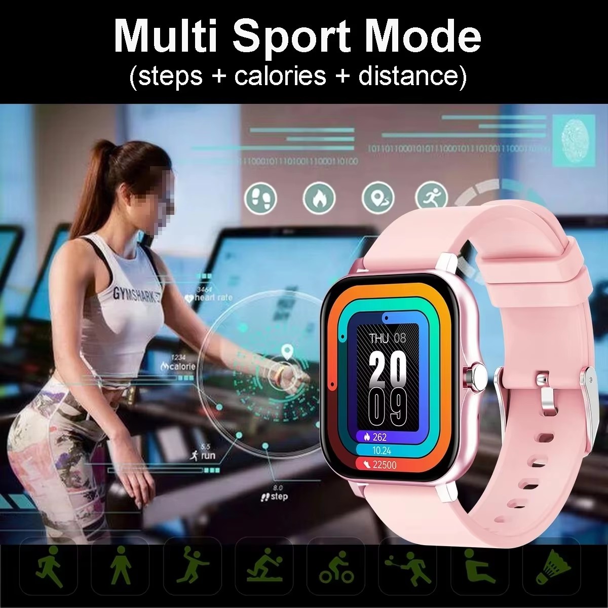 1.83インチ防水スマートウォッチ、メッセージ受信、通話、睡 - Blood Pressure Monitor のレビューと価格